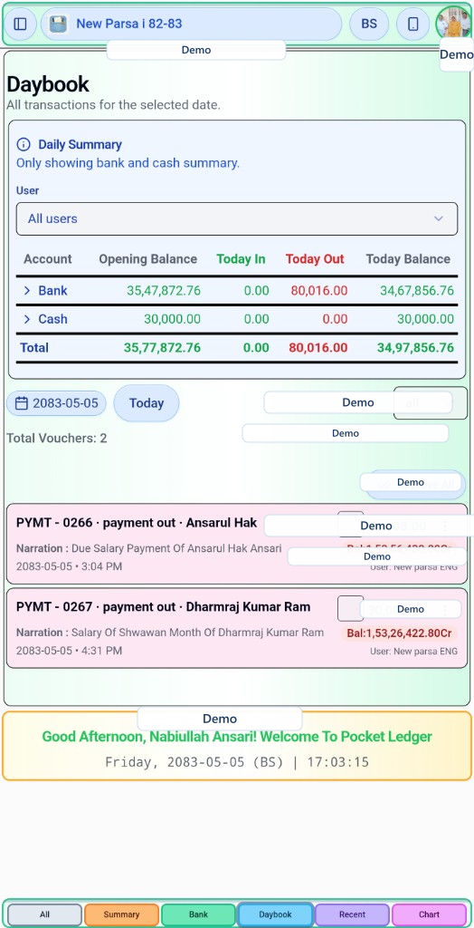 Daybook demo