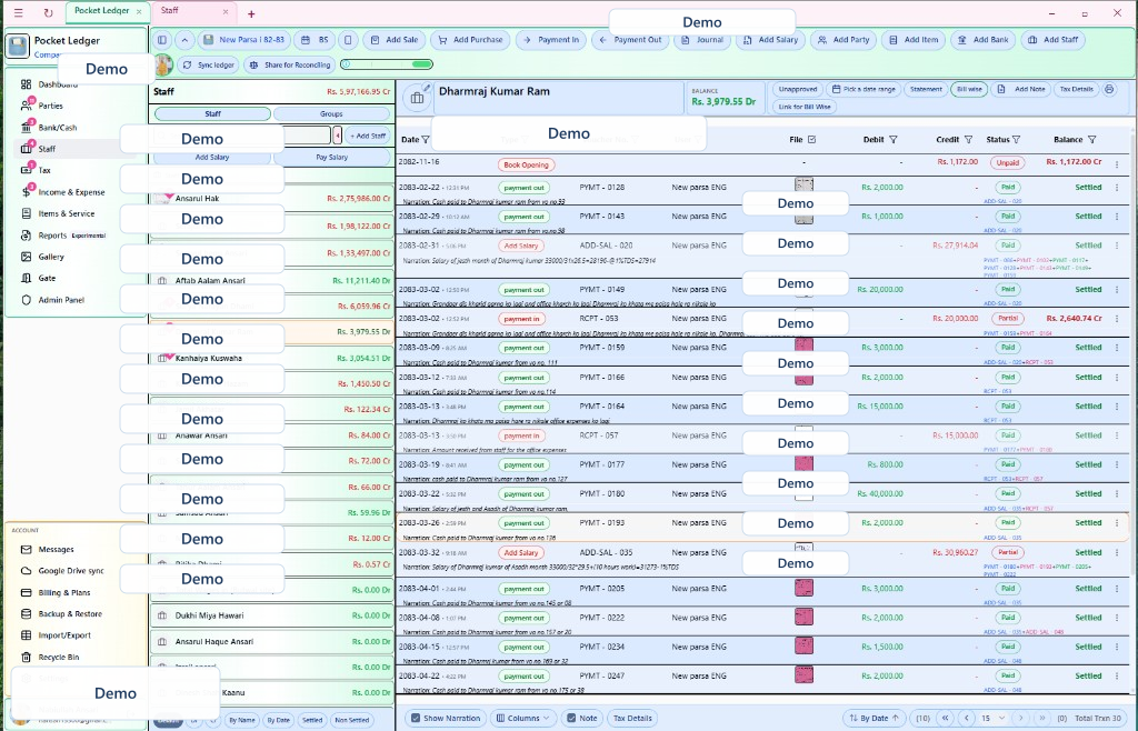 Staff ledger demo